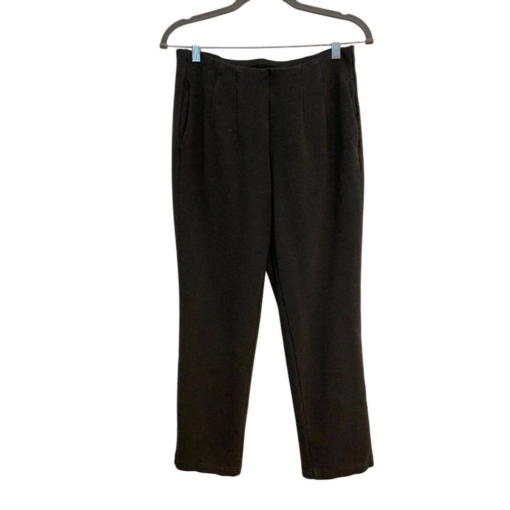 Belle Kim Gravel Women's 10P Gray Pants Pull On Knit Straight-Leg Pockets Office